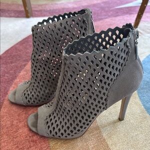 Gray Peep-Toe Heels